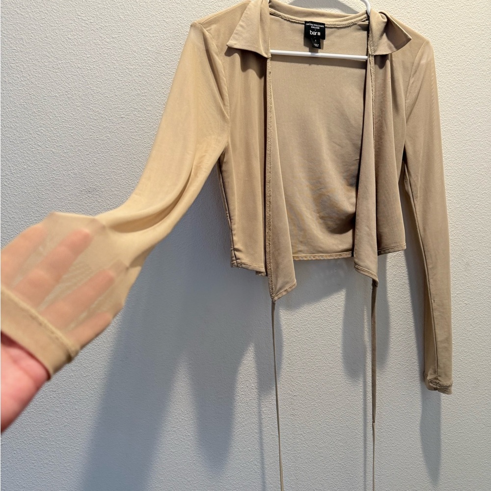 Bar III Beige Sheer Blouse
